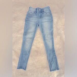 YMI Light Blue Jeans, raw hem, Girls 8